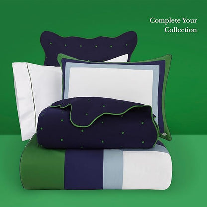 kate spade new york Scalloped Edge 2-Piece Twin Quilt Bedding Set, 100% Cotton Reversible Cover, All Season Warmth Bedding, Machine Washable, Navy