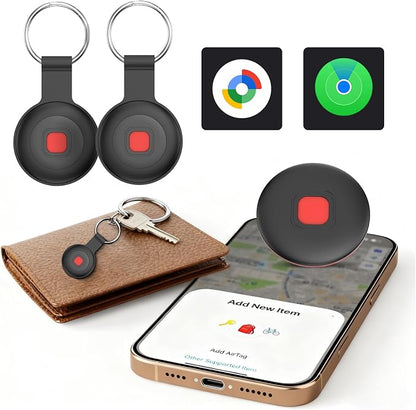 Bluetooth Dog Tracker Tag, Pet Tracker for Dogs with Silicone Collar Holder, Works with Apple Find My & Android Find Hub, IP67 Waterproof Anti-Lost Locator