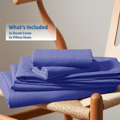 Nestl Royal Blue Duvet Cover Full Size - Soft Double Brushed Full Size Duvet Cover Set, 3 Piece, with Button Closure, 1 Duvet Cover 80x90 inches and 2 Pillow Shams
