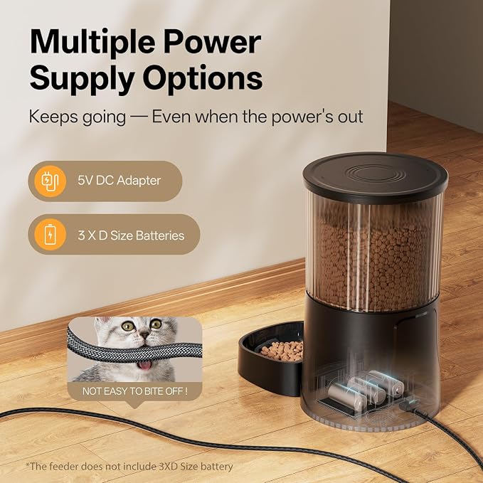 Automatic Cat Feeder 5Ghz WiFi APP Control Cat Food Dispenser | Auto Pet Feeder for Cats and Small Dog Indoor- Easy to Set and Clean, Dual Power, 1-6 Meals/Day, Timed Precise Feeding