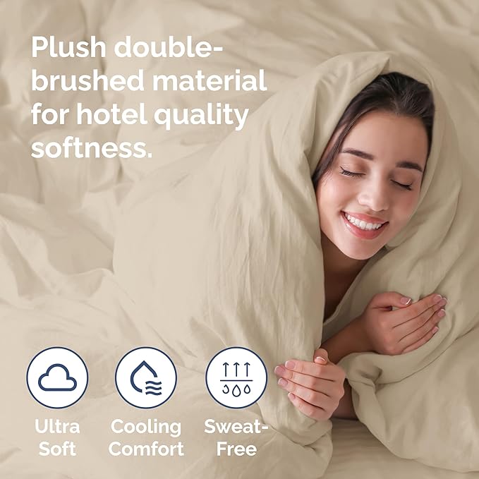 Duvet Cover Full Size Set - Extra Soft Full Duvet Cover 80" x 90" with 2 Pillow Shams - Hotel Luxury, Easy Care and Fade Free w/ Zipper Closures & Ties - All Season, Comfy, Cozy & Breathable (Wheat)
