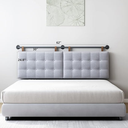 BSHOMGI Headboard Queen Size Headboards for Adjustable Bed Tufted Upholstered Head Board Only Gray Headboards, Fabric Line Headboard in Modern Button Design Bedroom(Gray, Queen)