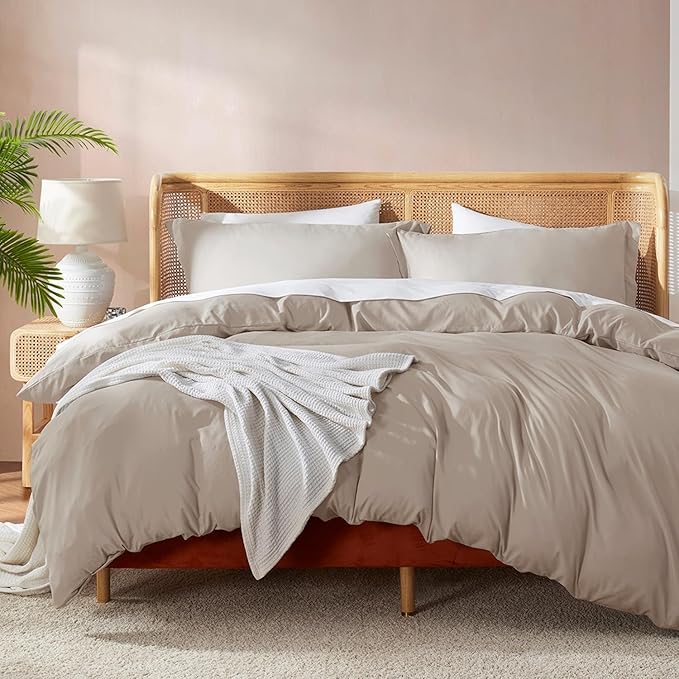 Nestl Linen Duvet Cover Queen Size - Soft Double Brushed Queen Duvet Cover Set, 3 Piece, with Button Closure, 1 Duvet Cover 90x90 inches and 2 Pillow Shams