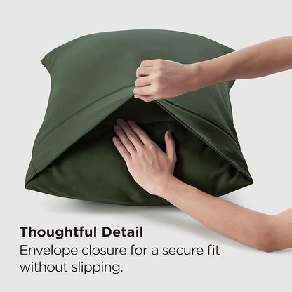 Bedsure King Size Pillow Cases Set of 2 - Olive Green Microfiber Pillowcases 2 Pack, Super Soft Double Brushed Pillow Case Cover with Envelope Closure for Kids, Wrinkle, Fade Resistant, 20x36 Inches
