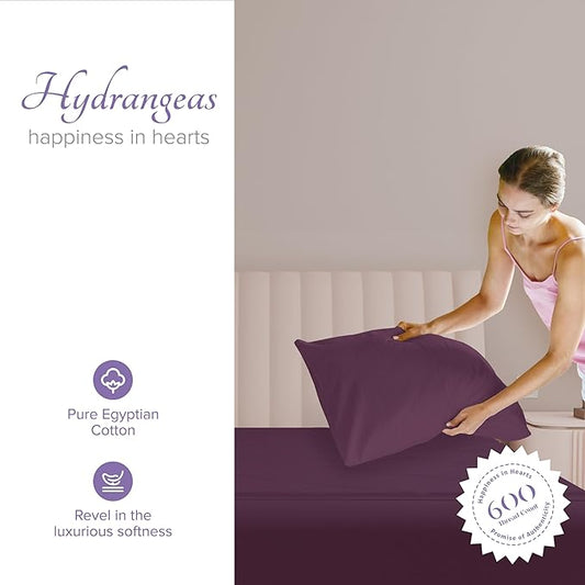 Carressa Linen 100% Egyptian Cotton Pillow Cases Standard Size Set of 2 - Luxury 600 Thread Count Queen/Standard Pillowcases (Plum Purple), Soft, Extra Long Staple Sateen Weave Hotel Pillow Covers