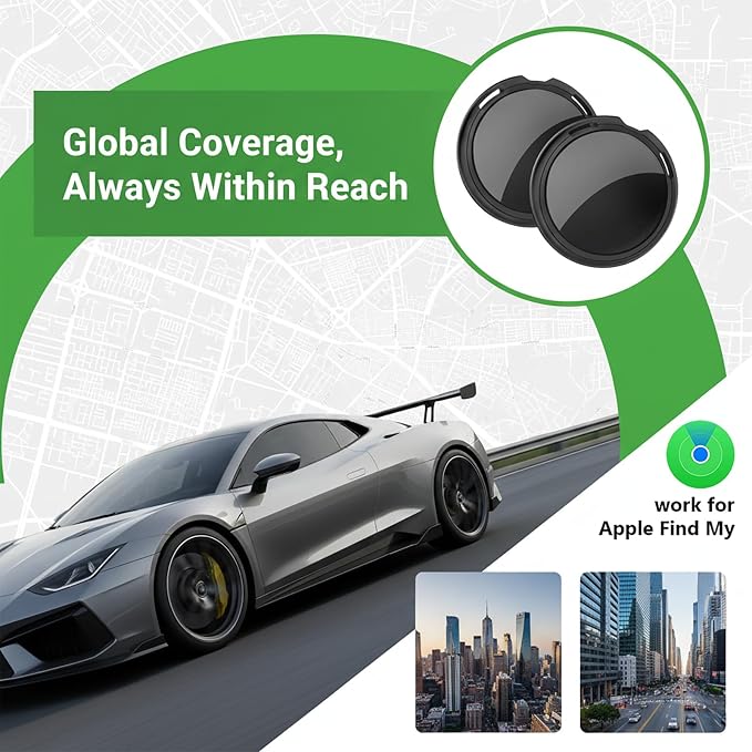 2 Pack GPS Tracker for Vehicles for Apple Find My iOS Only No Monthly Fee | Mini Car Tracker With Magnetic Case Supports Hidden Vehicle Tracking No Subscription No SIM Global for Cars Pets Kids