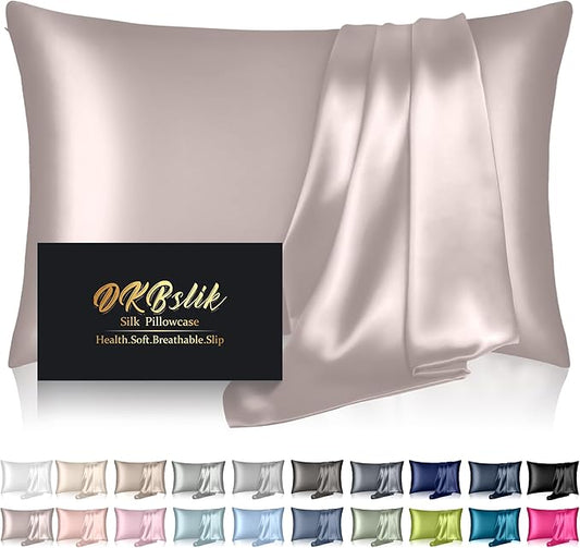 Mulberry Silk Pillow Cases King Size, Silk Pillowcase for Hair and Skin, Both Sides Natural Silk Satin Pillowcase for Sleeping Women with Zipper, Gifts for Women Men, Taupe