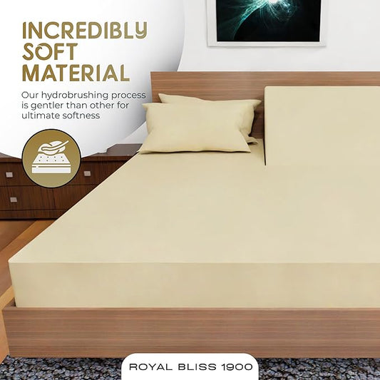 Split Top Queen Sheets for Adjustable Bed, 4-Pcs 36'' Flat, 1 Fitted Sheet & 2 Pillowcase – 16 Inch Deep Pocket, Egyptian Quality Wrinkle-Free Top Split Queen Sheets Set (Tan)