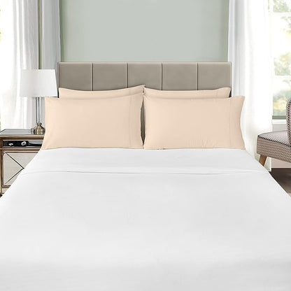 Utopia Bedding Queen Pillow Cases - 4 Pack - Envelope Closure - Soft Brushed Microfiber Fabric - Shrinkage and Fade Resistant Pillow Covers Queen Size 20 X 30 Inches (Queen, Beige)
