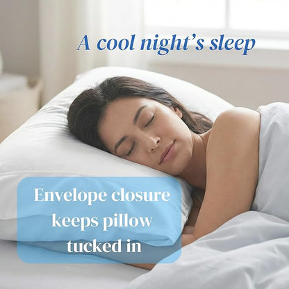 Beckham Hotel Collection Cooling Pillowcases for Hot Sleepers, Standard/Queen Size Set of 2, Cool Bedding, Envelope Closure, Silky Soft, Breathable, Moisture-Wicking, Sand