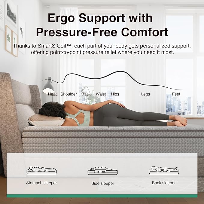 Novilla 12 Inch California King Mattress, Hypoallergenic & Back Pain Relief, Cal King Mattresses in a Box with Smarts Coils, Fiberglass Free CertiPUR-US Certified Colchones Cal No Box Spring Needed