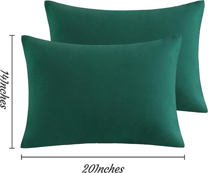 NTBAY Toddler Pillow Cases Set of 2, 2 Pack Brushed Microfiber 14x20 Pillow Cases, Soft, Wrinkle, Fade, Stain Resistant Dark Green Pillow Cases with Envelope Closure, 14x20 Inches, Dark Green