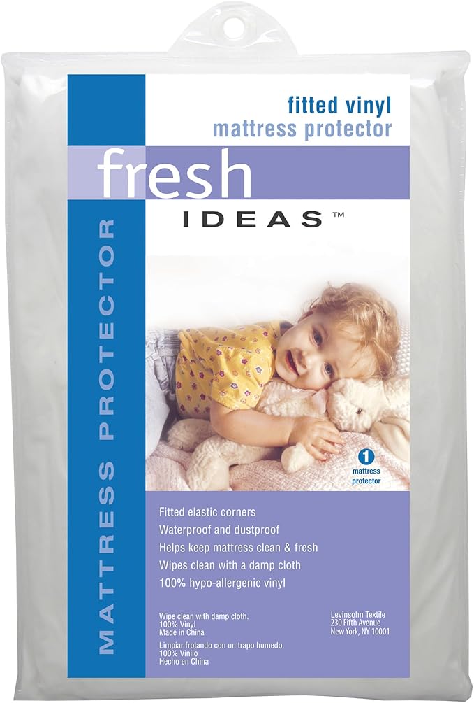 Levinsohn FRE111WHIT02 100% Vinyl Hypoallergenic, Fresh Ideas Waterproof Mattress Protector, Full White