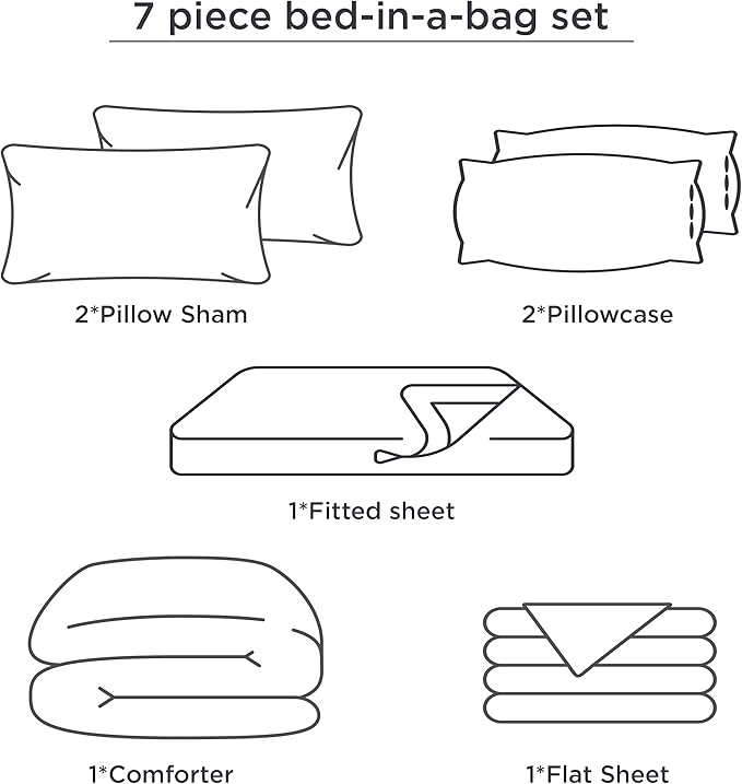Bedsure California King Comforter Set 7 Pieces, Taupe Striped Bedding Set for All Seasons, Reversible, Cationic Dyeing Bed in a Bag with Comforter, Sheets, Pillowcases & Shams