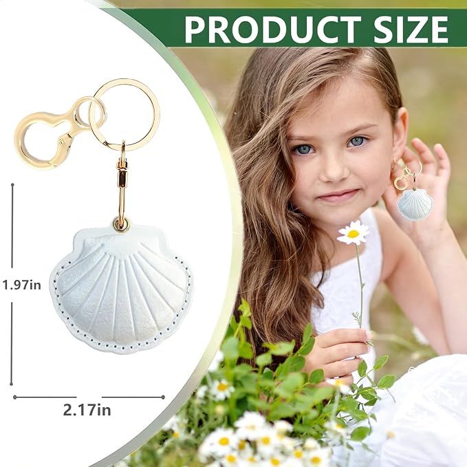Leather Keychain Holder Case Compatible with AirTag,Cute Protective Bright Cover with Keyring,Anti-Scratch Finder GPS Tracker Case for Wallet Keys,Bag,Pets,Backpack(White)