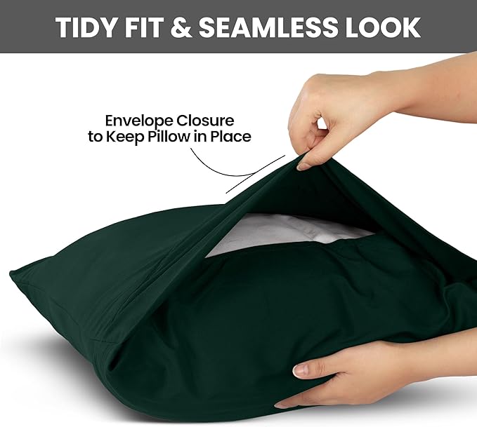 Utopia Bedding Standard Pillow Cases - 2 Pack - Envelope Closure - Soft Brushed Microfiber Fabric - Shrinkage and Fade Resistant Pillow Covers Standard Size 20 X 26 Inches (Standard, Emerald)