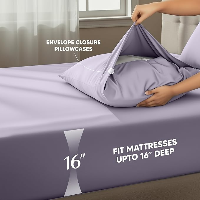 Utopia Bedding Full Size Sheet Set – 4 Piece Bed Sheets, Soft and Breathable Microfiber, Includes 1 Fitted Sheet, 1 Flat Sheet and 2 Pillowcases – Oeko Tex (Lavender)