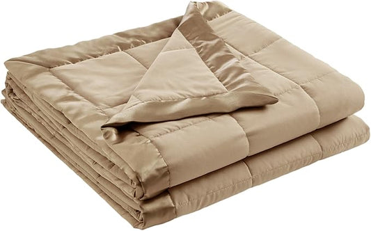 Madison Park Windom Down Alternative Blanket, Premium 3M Scotchgard Moisture Wicking Treatment, Lightweight and Soft Bed Cover For All Season, Satin Trim, Brown King