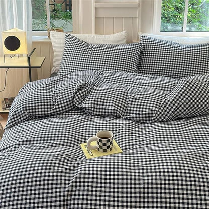 Nayoroom Black and White Gingham Duvet Cover Queen Size 100% Washed Cotton Plaid Checkered Duvet Cover 3 Pieces Soft Breathable Grid Farmhouse Dorm Bedding Set for All Seasons