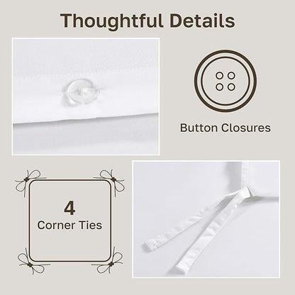 California Design Den Twin XL/Twin Duvet Cover Only - Winner Good Housekeeping Best Bedding Awards 2025, Premium 400 Thread Count Sateen, 100% Cotton Duvet Cover, Button Closure & Corner Ties - White