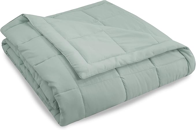 Serta Air Dry Down Alternative Bedding Blanket, Cooling and Breathable Performance Fabric, Full/Queen, Seaglass