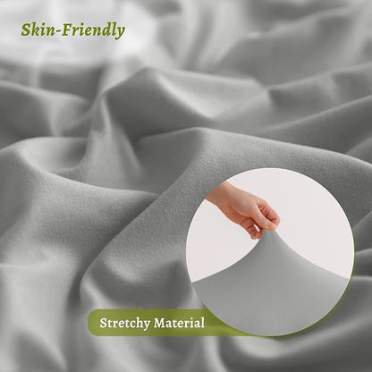 Stretchy Body Pillow Case Cover - Jersey Knit Long Pillowcase for Body Pillow, 1 Pack - Envelope Closure & Skin-Friendly, Soft and Breathable for Sleeping, 20"x54", Light Gray