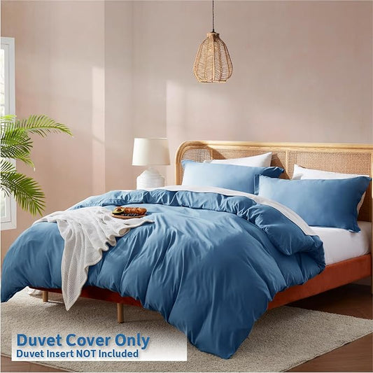 Nestl Blue Heaven Duvet Cover Queen Size - Soft Double Brushed Queen Duvet Cover Set, 3 Piece, with Button Closure, 1 Duvet Cover 90x90 inches and 2 Pillow Shams