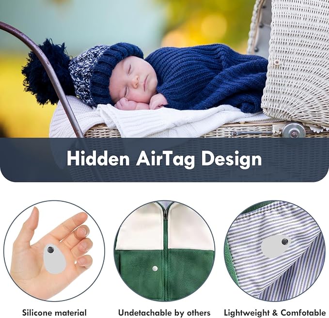 for Airtag Holder for Kids Baby Toddler Hidden 2 Pack GPS Tracker Case, Anti-Removal for Airtag Silicone Case with Safety Pins, Suitable for Children, Elderly, Pets, Backpack, Luggage (White+Pink)