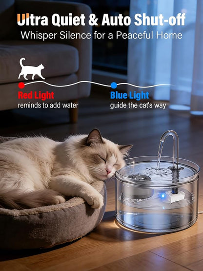Glass Water Fountain Replacement Pump, Ultra Quiet Auto Shut-off Pump with Light, Only Compatible with LuvMypett GF222 Pet Water Dispenser