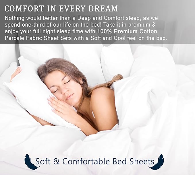 RUVANTI 100% Cotton Sheets – Twin Size Percale Bedding, Cooling & Breathable Floral Design, Durable with a Crisp, Soft & Comfortable Feel, 16" Deep Pocket, 3-Piece Set, Dandelion