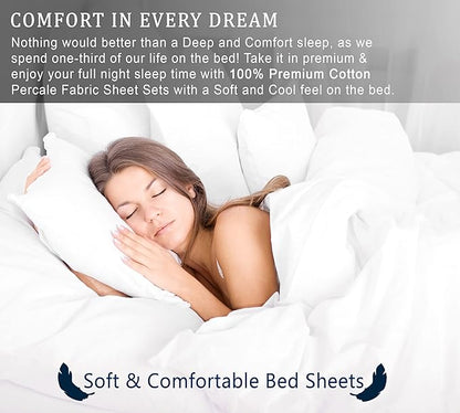 RUVANTI 100% Cotton Sheets – Twin Size Percale Bedding, Cooling & Breathable Floral Design, Durable with a Crisp, Soft & Comfortable Feel, 16" Deep Pocket, 3-Piece Set, Dandelion