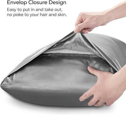 BEDELITE Satin Body Pillow Cover, Super Soft and Cooling Body Pillow Pillowcase for Hair and Skin, Breathable Silky Full Long Pillowcase Cover(20"x54", Grey)