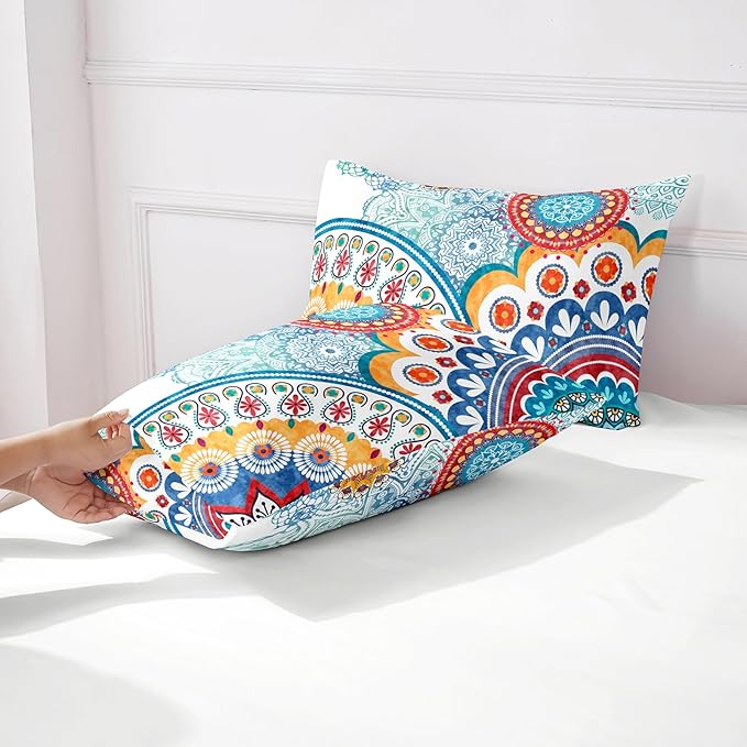 YIYEA King Size Pillow Cases Set of 4, Ultra Soft 1800TC Hotel Quality Double Brushed Microfiber Embroidered Pillowcases and Boho Pillow Covers, Envelope Closure, Fade Resistant (20"x36")