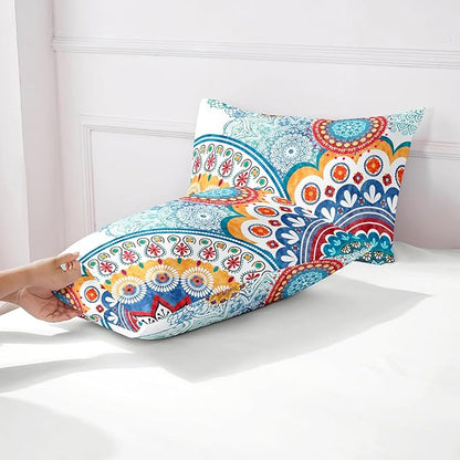 YIYEA King Size Pillow Cases Set of 4, Ultra Soft 1800TC Hotel Quality Double Brushed Microfiber Embroidered Pillowcases and Boho Pillow Covers, Envelope Closure, Fade Resistant (20"x36")