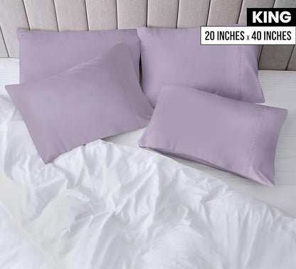 Utopia Bedding King Pillow Cases - 4 Pack - Envelope Closure - Soft Brushed Microfiber Fabric - Shrinkage and Fade Resistant Pillow Covers King Size 20 X 40 Inches (King, Lavender)