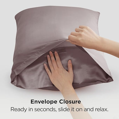 Bedsure Satin Pillowcase 2 Pack Similar to Silk Pillow Cases Standard Size, Pillow Case for Sleeping Women with Envelope Closure, Gifts for Women Men, Dusty Rose, 20x26 Inches, 2pcs