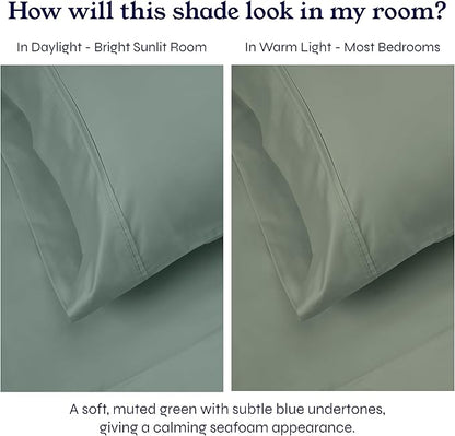 California Design Den Standard Queen Size Pillowcase Set - 400 Thread Count, 100% Cotton Sateen, Set of 2 Pillow Covers, Soft and Breathable - Sage Green