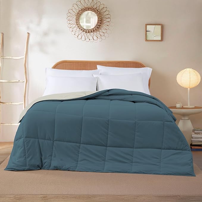 Modern Threads Down Alternative Reversible Comforter Teal/Beige Queen