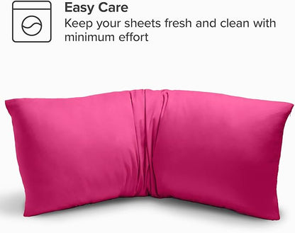 Bare Home Microfiber Body Pillow Cover - Ultra Soft - Cooling Pillowcase - Double Brushed - Pillowcase with Zipper Closure - Easy Care (20''x54'' Body Pillow Cover, Pink)