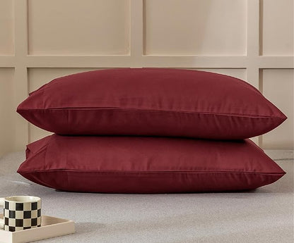 Microfiber Bed Pillowcases 2 Pack King Size, Super Soft Bed Pillow Covers Envelope Closure, Wrinkle, Fade and Stain Resistant, 20x36, Red