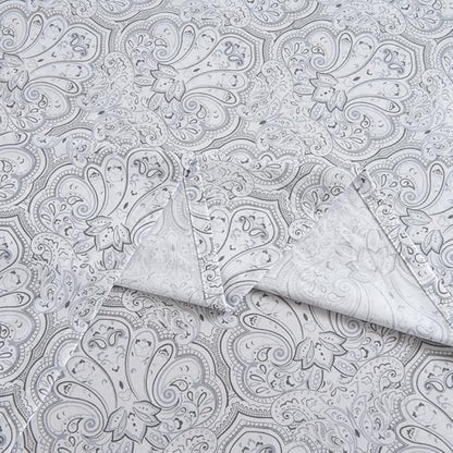 100% Cotton Sheets Set Twin Size Printed Bedding Sets, Up to 14" Deep Mattress, Farmhouse Pattern Bedlinen Set, Gray Damask