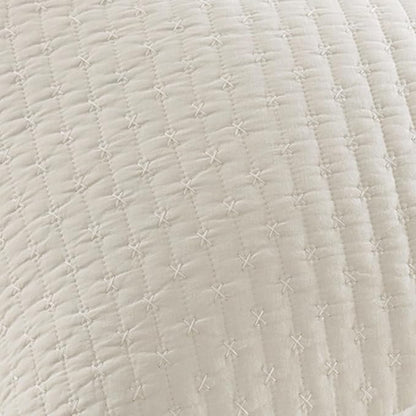 Levtex Home Cross Stitch Reversible Twin XL/Twin Quilt Set (68x86in) with 1 Pillow Sham (26x20in) - Stitch Texture - Cream - 100% Cotton Twin Size Quilt Bedding Set - Lightweight, Soft, Pre-Washed