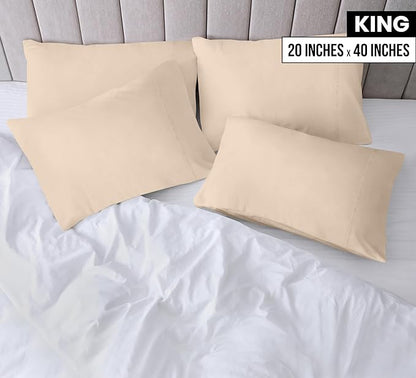 Utopia Bedding King Pillow Cases - 4 Pack - Envelope Closure - Soft Brushed Microfiber Fabric - Shrinkage and Fade Resistant Pillow Covers King Size 20 X 40 Inches (King, Beige)