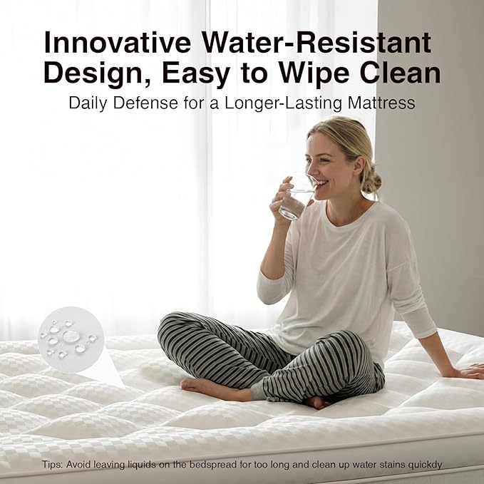 Novilla CL King Mattress Topper, Extra Thick Pillow Top Mattress Pad, Down Alternative Fill Breathable Cotton Cover, 8-21" Deep Pocket Soft Bed Topper for Back Pain Relief, Oatmeal
