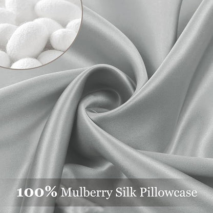 Adubor 100% Silk Pillowcase - Mulberry Silk Pillow Cases, 22 Momme 6A Grade Fibers, Silk Pillow Case for Hair and Skin Health, with Hidden Zipper (King 20''×36'', Dark Gray, 1PC)