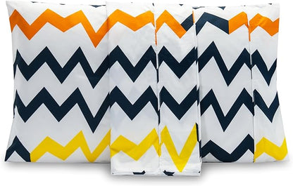 Elegant Comfort Luxury Ultra-Soft 2-Piece Pillowcase Set - 1500 Premium Hotel Quality Microfiber Double Brushed - Wrinkle Resistant, King Size, Chevron Pattern Colorful