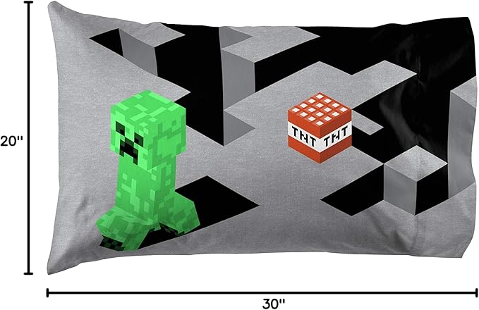 Jay Franco Minecraft Lone Creeper 1 Pack Pillowcase - Double-Sided Super Soft Bedding