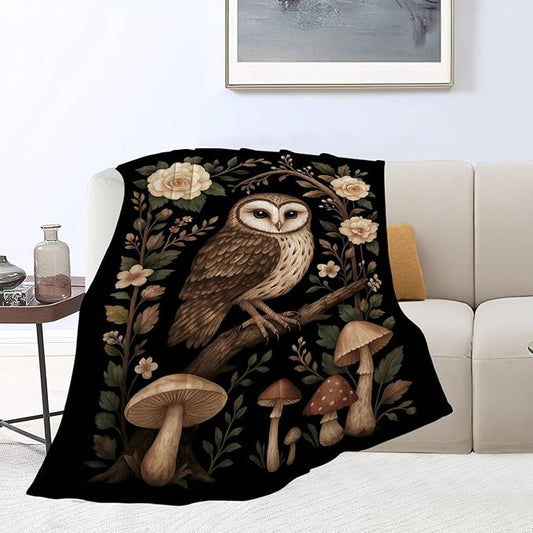 Gothic Owl Blanket Super Soft Warm Fluffy Fleece Flannel Animal Throw Blanket Cozy Fuzzy Plush Stuff Bedding Blankets Gifts for Women Kids Boys Girls Adults 80"X60"