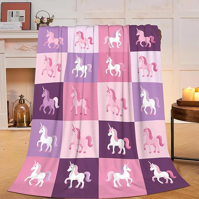 Unicorn Blanket Super Soft Warm Fluffy Fleece Flannel Fantasy Throw Blanket Cozy Fuzzy Plush Stuff Bedding Blankets Gifts for Women Kids Boys Girls Adults 60"X50"