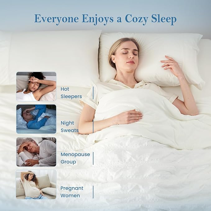Cozy Bliss Cooling Comforter Seersucker Plaid King Size, Q-Max 0.45 Lightweight Cooling Blanket, Breathable Silk Smooth Summer Bedding Quilt for Hot Sleepers Night Sweats White